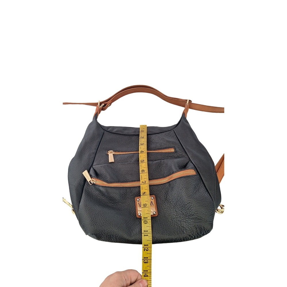 Valentina Black Brown Leather‎  Convertible Backpack Shoulder Bag - Picture 9 of 11